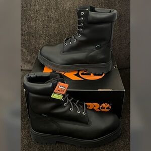 Timberland PRO 8" Direct Attach Men's Black Steel Toe Leather Boot Size-12M